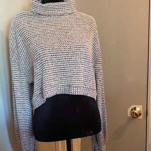 Free People Textured Gray Cowl Neck Sweater